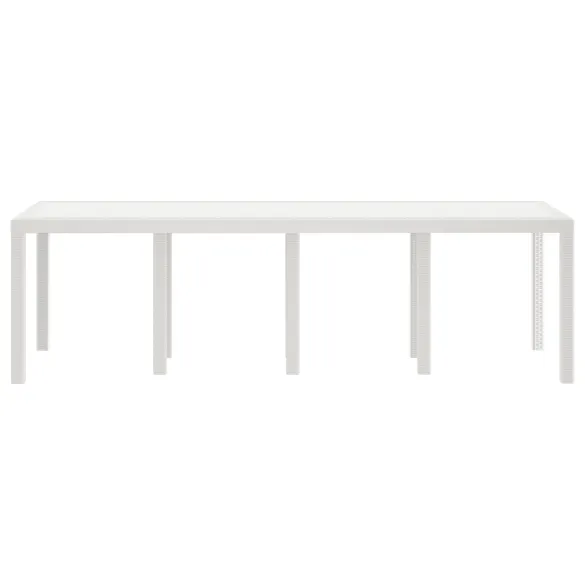 Masă Grădină Albă 250x100 cm - Poliratan Rezistent la Vreme