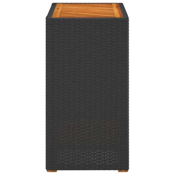 Masă Grădină Lemn Natural - Negru | Poliratan Rezistent