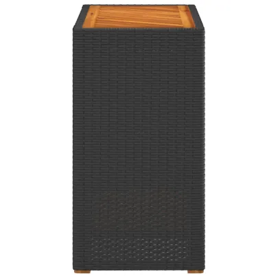 Masă Grădină Lemn Natural - Negru | Poliratan Rezistent