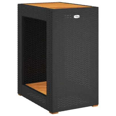 Masă Grădină Lemn Natural - Negru | Poliratan Rezistent