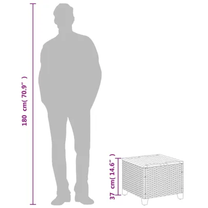 Masă Grădină Poliratan Lemn Acacia - Negru 45x45 cm