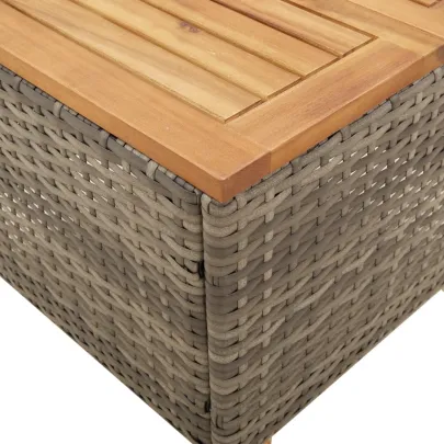 Masă Grădină Gri 45x45 cm - Poliratan și Lemn Acacia