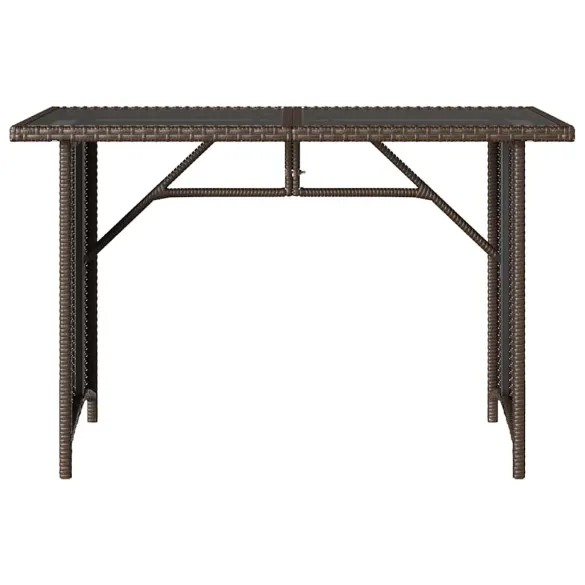 Masă Grădină Sticlă Maro Poliratan | Livrare Gratuită