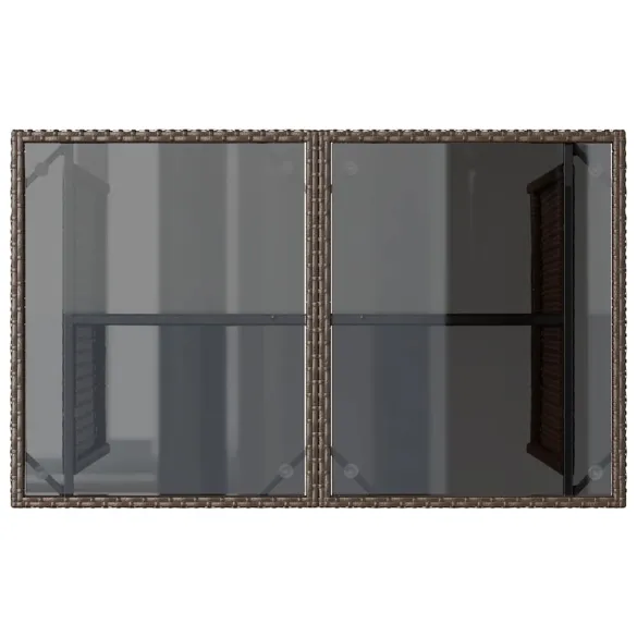 Masă Grădină Sticlă Maro Poliratan | Livrare Gratuită