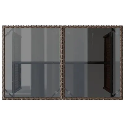 Masă Grădină Sticlă Maro Poliratan | Livrare Gratuită