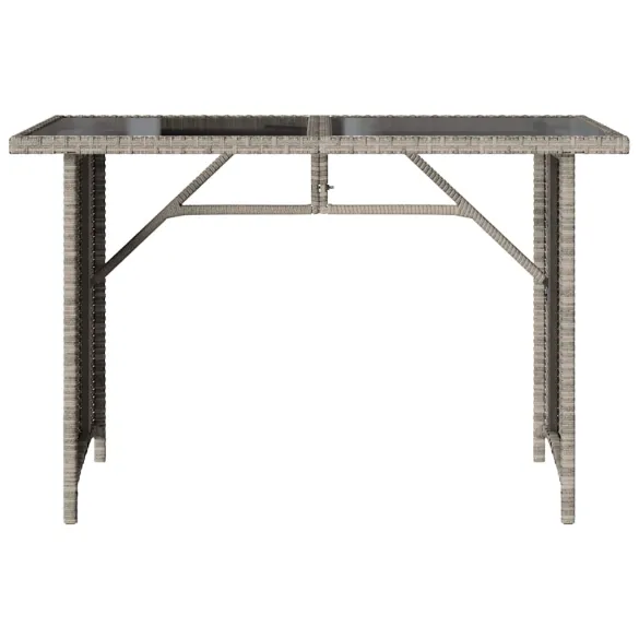 Masă Grădină cu Blat Sticlă, Gri - Livrare Gratuită