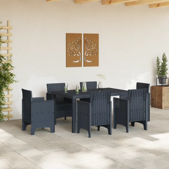 Masă Grădină Antracit 150x100 cm Poly Rattan - Livrare Gratuită