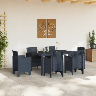 Masă Grădină Antracit 150x100 cm Poly Rattan - Livrare Gratuită