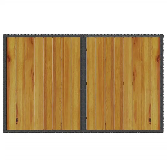 Masă Grădină Lemn Ratan Negru - Livrare Gratuită