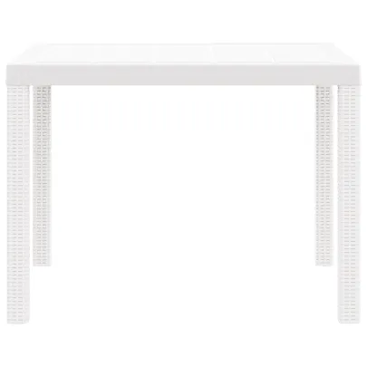 Masă Grădină Albă Ratan Sintetic 100x100 cm | Livrare Gratuită