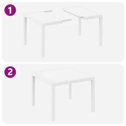 Masă Grădină Albă Ratan Sintetic 100x100 cm | Livrare Gratuită