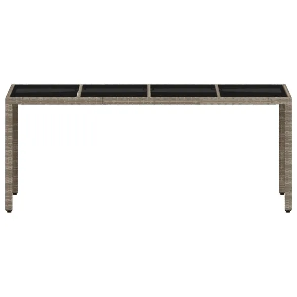 Masă Grădină Sticlă Gris - Poliratan Rezistent - 190x90cm