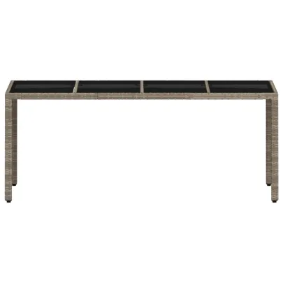 Masă Grădină Sticlă Gris - Poliratan Rezistent - 190x90cm