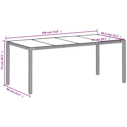 Masă Grădină Albă cu Blat Sticlă - Poliratan | Livrare Gratuită
