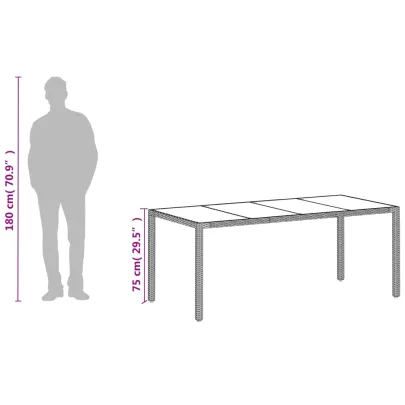 Masă Grădină Albă cu Blat Sticlă - Poliratan | Livrare Gratuită
