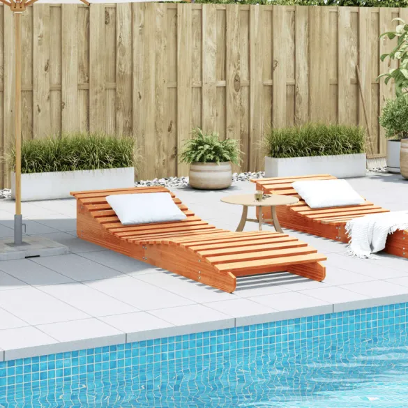 Șezlong Lemn Masiv de Pin - Maro Ceruit - 205x70x31,5 cm