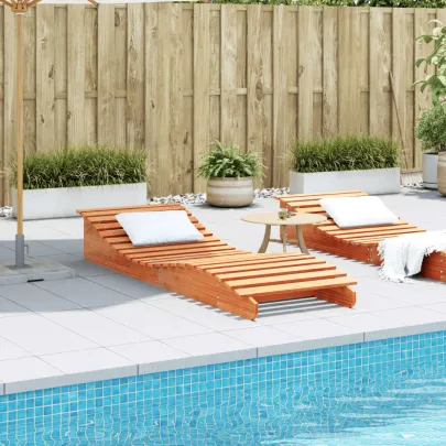 Șezlong Lemn Masiv de Pin - Maro Ceruit - 205x70x31,5 cm