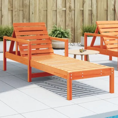 Șezlong Lemn Masiv de Pin - Reglabil, Maro Ceruit - Comandă Acum