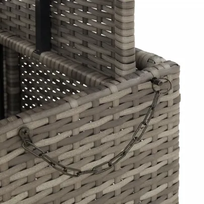 Masă Grădină Gri 80x80 cm - Poliratan și Lemn Acacia