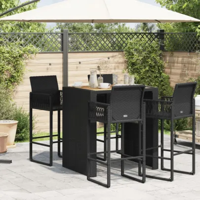 Masă Bar Grădină Lemn Acacia Negru - Mobilier Exterior