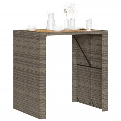 Masă Bar Grădină - Lemn Acacia - Poliratan Gri 105x80x110 cm