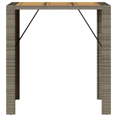 Masă Bar Grădină - Lemn Acacia - Poliratan Gri 105x80x110 cm