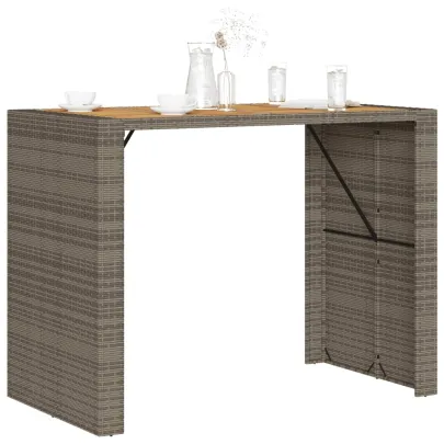 Masă Bar Grădină - Lemn Acacia - Poliratan Gri 145x80cm