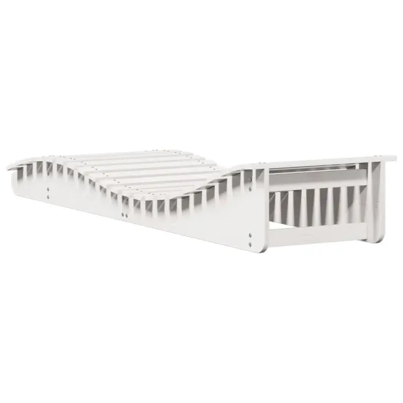 Șezlong Alb din Lemn Masiv de Pin - 205x60x31,5 cm