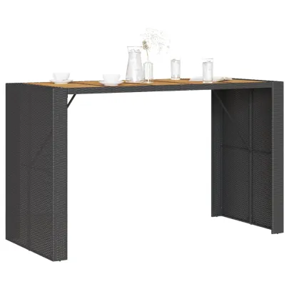 Masă Bar Grădină Lemn Acacia Negru 185x80x110 cm