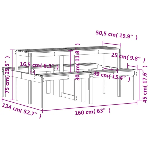 Masă picnic lemn pin | 160x134x75 cm | Livrare gratuită Masă picnic lemn pin | 160x134x75 cm | Livrare gratuită