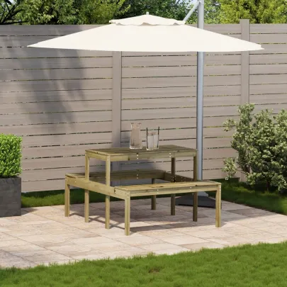 Masă picnic lemn pin | 110x134 cm | Livrare gratuită