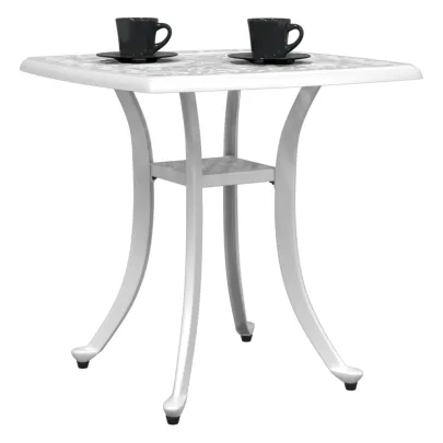 Masă Grădină Albă Aluminiu Turnat - Livrare Gratuită