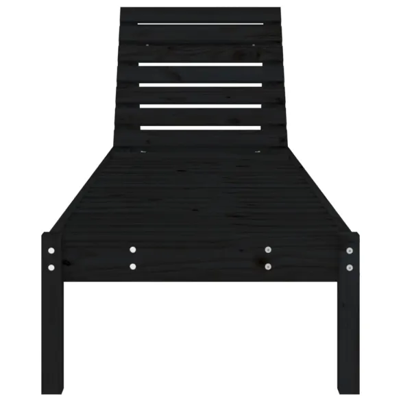 Șezlonguri de Exterior 2 buc - Lemn Masiv Negru | Livrare Gratuită