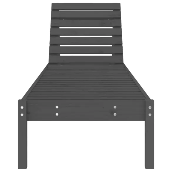 Șezlong Gri Lemn Masiv de Pin - Relaxare în Aer Liber