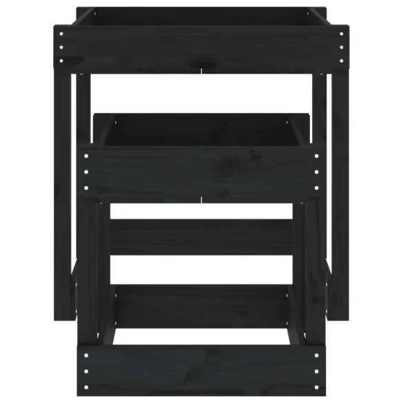 Mese pentru Nisip - Set 2 Bucăți - Lemn Masiv de Pin - Negru