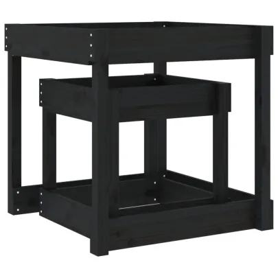 Mese pentru Nisip - Set 2 Bucăți - Lemn Masiv de Pin - Negru