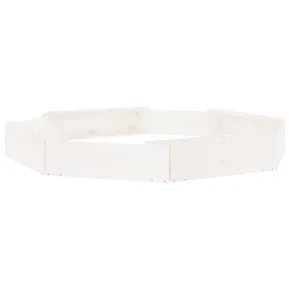 Cutie de Nisip Octogonală cu Scaune - Alb, Lemn Masiv de Pin 2