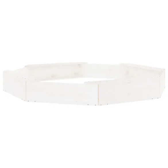 Cutie de Nisip Octogonală cu Scaune - Alb, Lemn Masiv de Pin