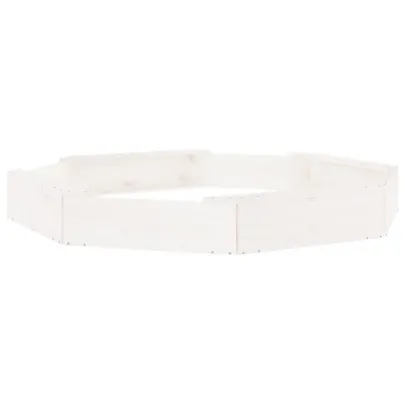 Cutie de Nisip Octogonală cu Scaune - Alb, Lemn Masiv de Pin