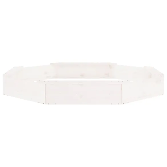 Cutie de Nisip Octogonală cu Scaune - Alb, Lemn Masiv de Pin