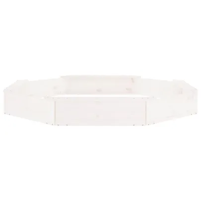 Cutie de Nisip Octogonală cu Scaune - Alb, Lemn Masiv de Pin