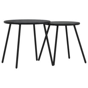 Set 2 Mese Cafea Grădină Negru Rotunde - Oțel Vopsit 2