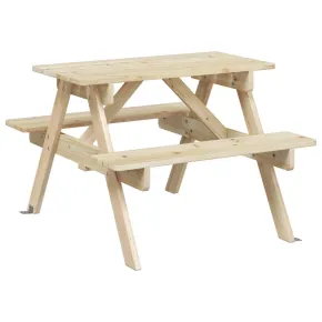 Masă Picnic 4 Copii cu Umbrelă - Lemn Natural | Livrare Gratuită 2