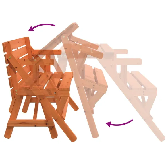 Masă de picnic convertibilă 2 în 1 - lemn masiv brad