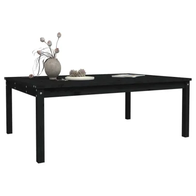 Masă Grădină Lemn Masiv Pin - Negru | Livrare Gratuită