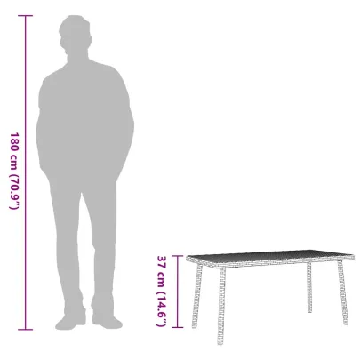 Masută Cafea Grădină Poliratan Maro Dreptunghiulară