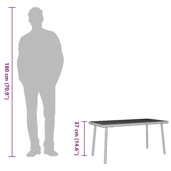 Masuta Cafea Gradina Polirattan Gri | Livrare Gratuita