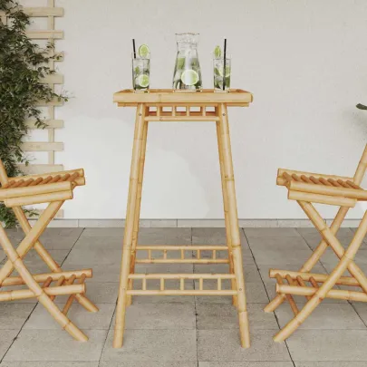Masă Bar Bambus Exterior Pătrată 55x55x100 cm