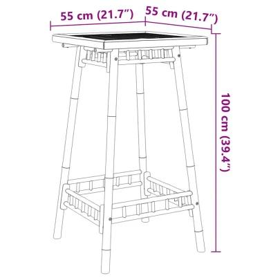 Masă Bar Bambus Exterior Pătrată 55x55x100 cm
