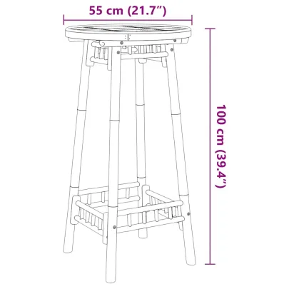 Masă Bar Exterior Bambus Rotundă | Livrare Gratuită